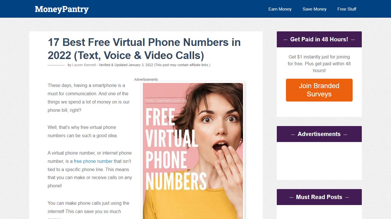 17 Best Free Virtual Phone Numbers in 2022 (Text, Voice ... - MoneyPantry